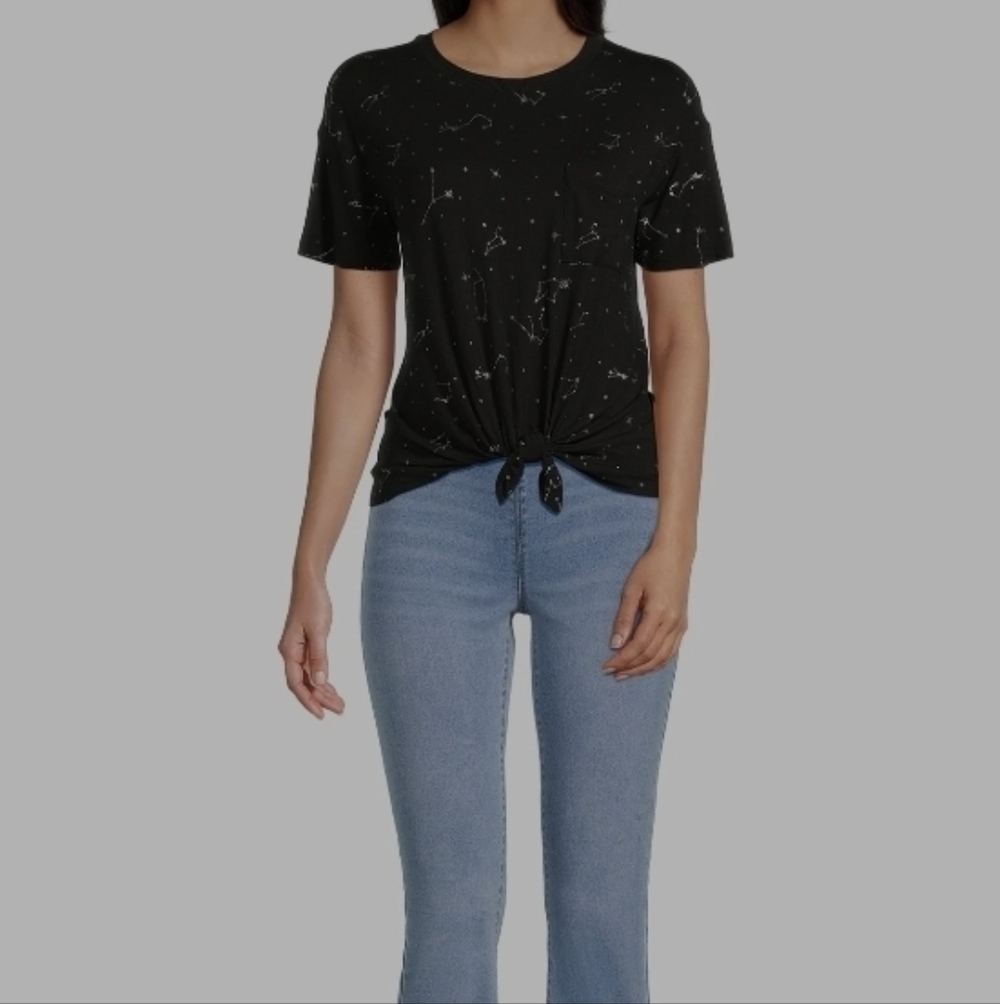 No Boundaries Black Celestial Print Short Sleeve Tee—Size M - Picture 2 of 11
